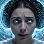 **Image Prompt 1: The Overwhelmed Mind**
    A close-up shot of a person, mid-30s, with a slightly stressed or overwhelmed expression. Digital interface elements, such as swirling notifications, blurred social media feeds, and email icons, subtly form a halo or vortex around their head, symbolizing cognitive overload and the 'incessant whisper' of the digital world. A faint blue light emanates from an unseen screen, reflecting in their slightly strained eyes. The background is a softly blurred, modern Portuguese urban or home interior, emphasizing the omnipresence of technology. Style: Realistic, slightly melancholic, high detail.