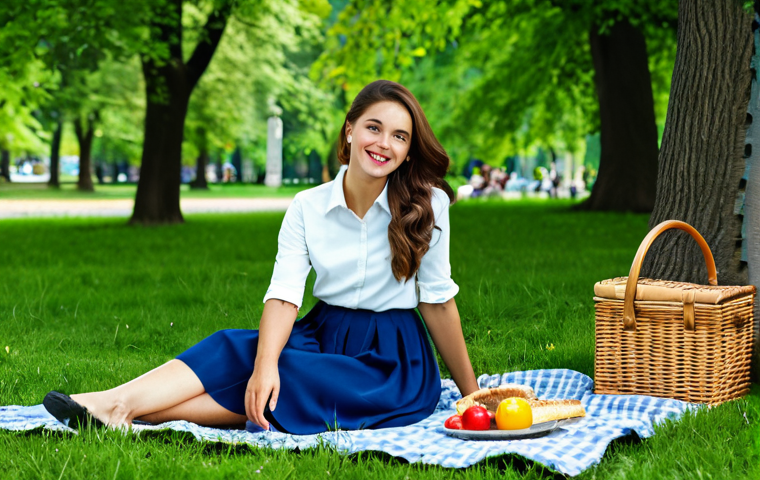 **

"A woman in modest clothing enjoys a picnic in a park, surrounded by nature, fully clothed, appropriate attire, safe for work, perfect anatomy, natural proportions, family-friendly, professional photography, high quality, daytime."

**