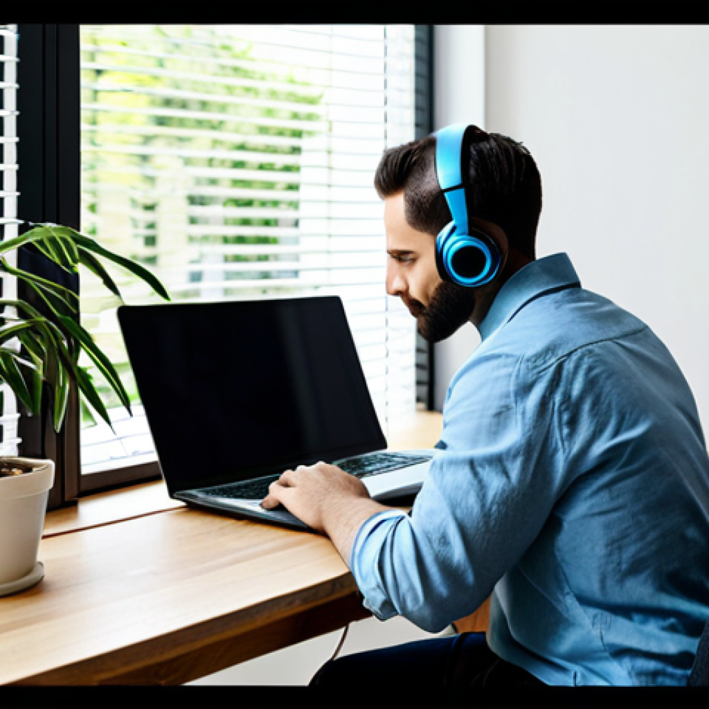 Focused Work Environment**

"A brightly lit home office with a person working at a clean desk, fully clothed in appropriate attire, focused on a laptop screen. Noise-canceling headphones are on the desk. Minimal distractions, with a single potted plant adding a touch of nature.  Safe for work, appropriate content, professional, perfect anatomy, natural proportions, high resolution, sharp focus."

**